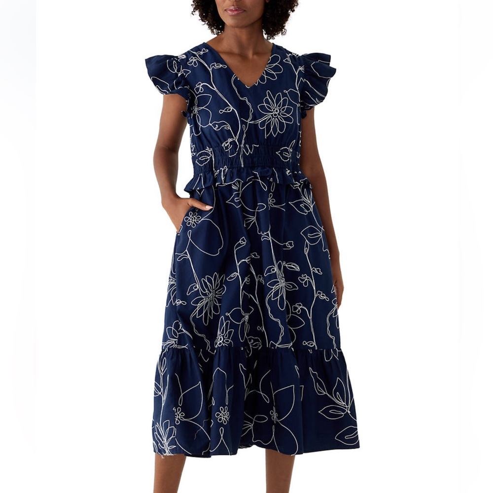 EUC NWOT Crown & Ivy Women’s Printed V-Neck Ruffle Waist Dress - Picture 3 of 4
